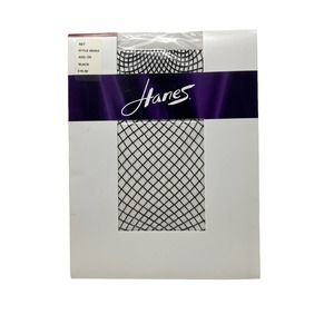 Hanes Black Wide Net Stockings Size CD Style 0A253 88% Nylon 12% Spandex 2004